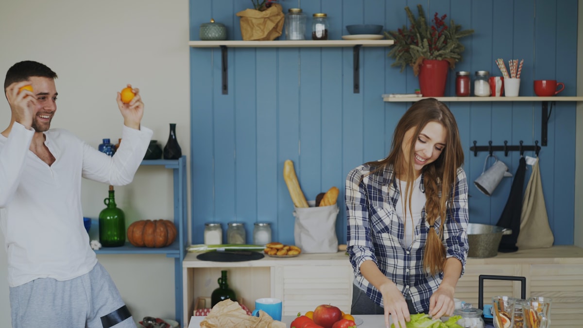 Shopping list and fresh ingredients at the grocery store